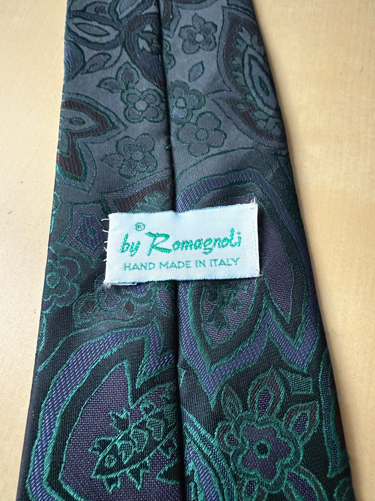 Cravatta verde floreale jacquard