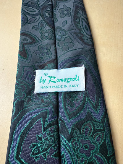 Cravatta verde floreale jacquard