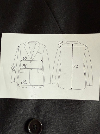 Giacca doppiopetto anni ‘80 flanella pettinata antracite - tg. 54