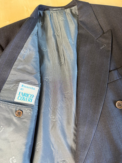 Giacca Coveri anni ‘80 doppiopetto antracite gessata - tg. 54