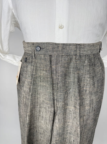 Pantaloni anni '80 misto lino e rayon (NOS) - tg. 48