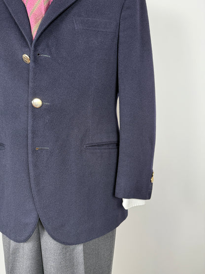 Navy blazer sartoriale anni ‘90 in panno lana e cashmere - tg. 48