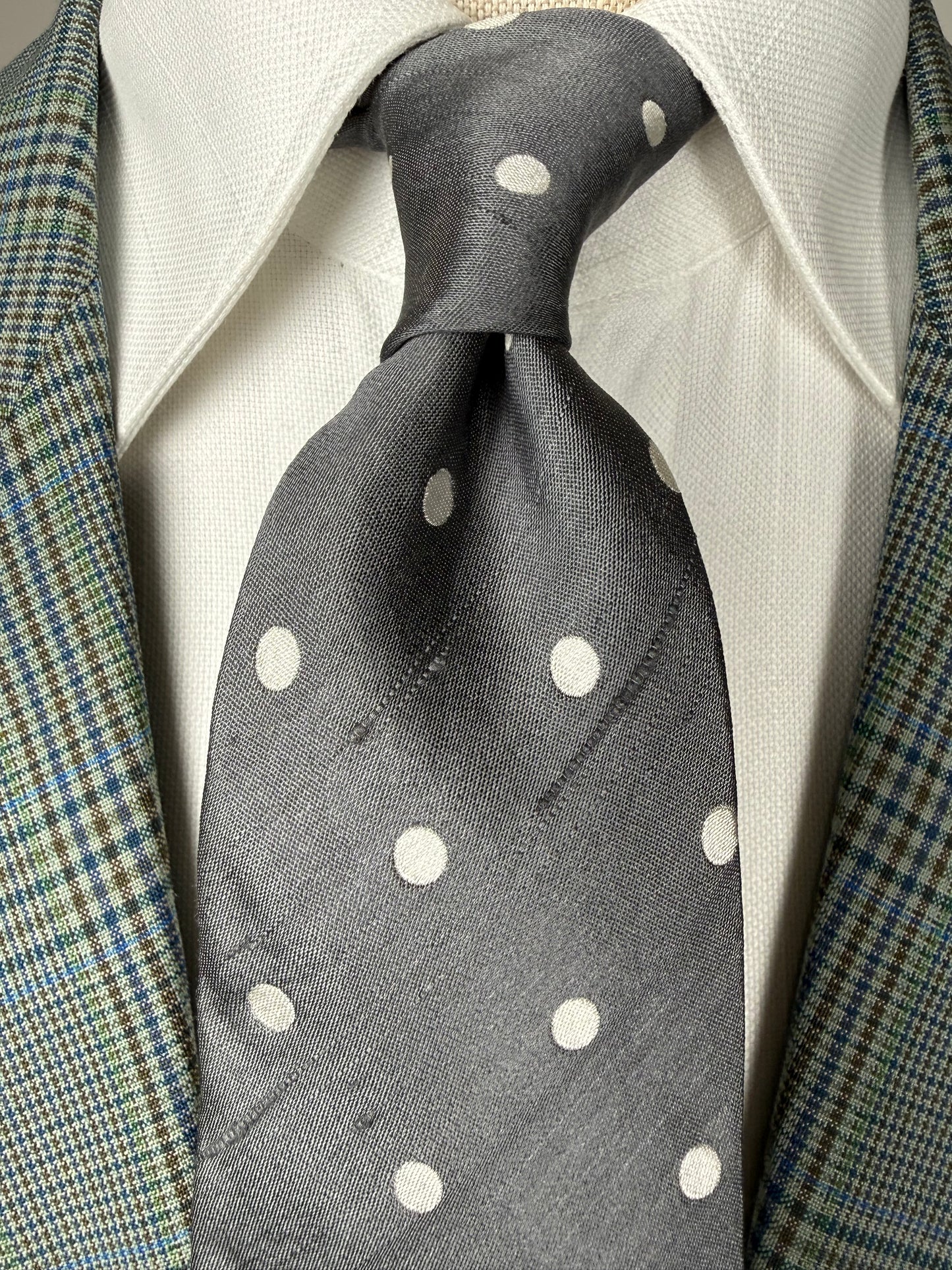 Cravatta Yves Saint Laurent seta shantung a pois