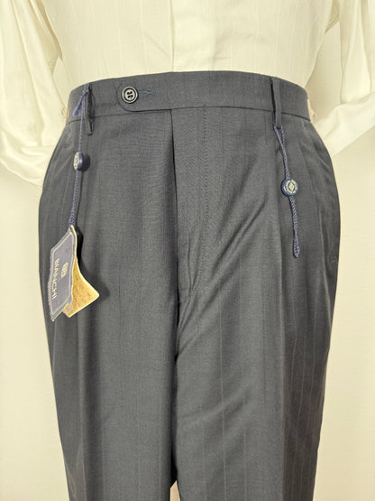 Pantalone in fresco lana blu gessato (NOS) - tg. 48