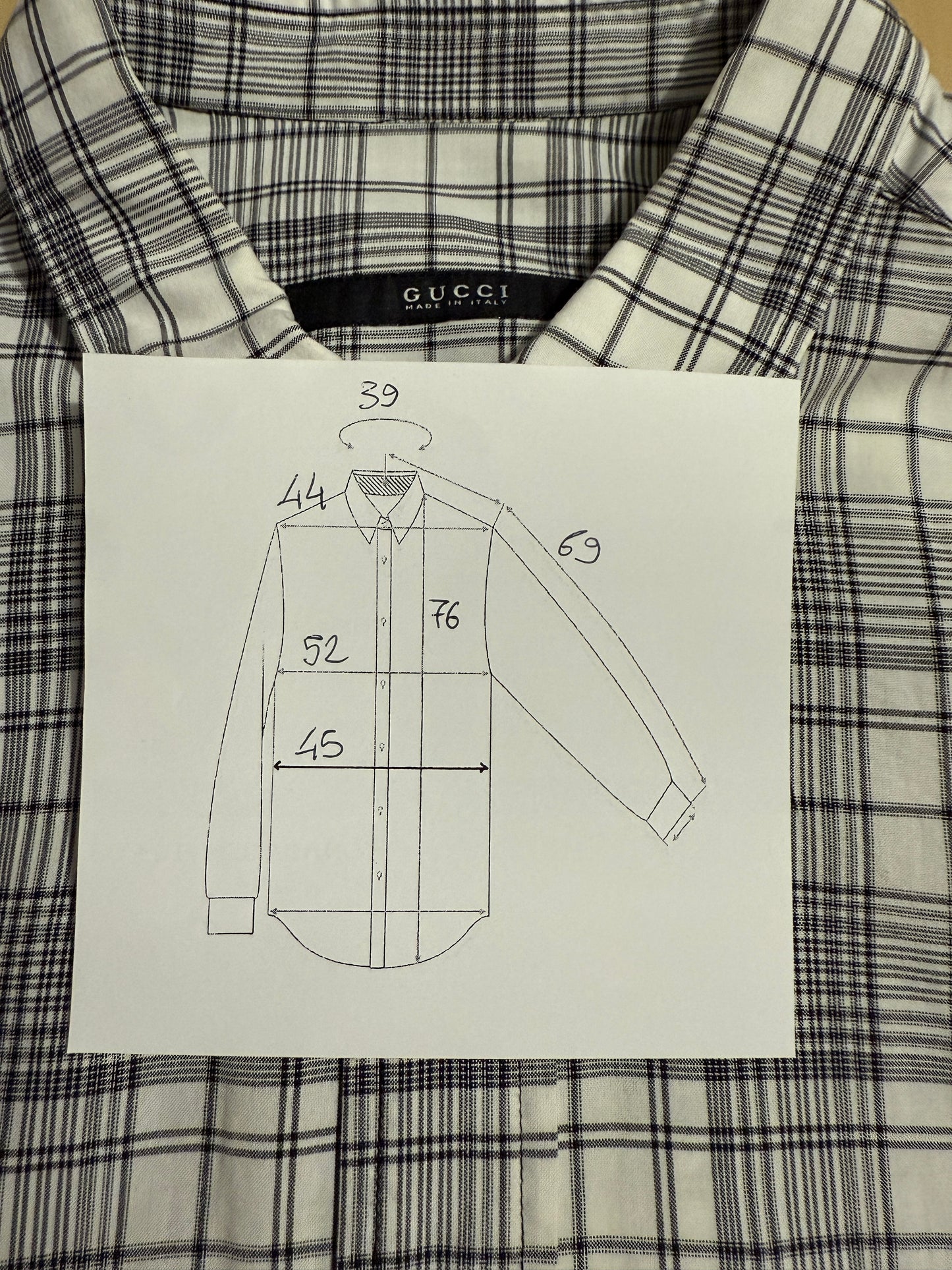 Camicia Gucci quadri glen check - S/M, collo 39
