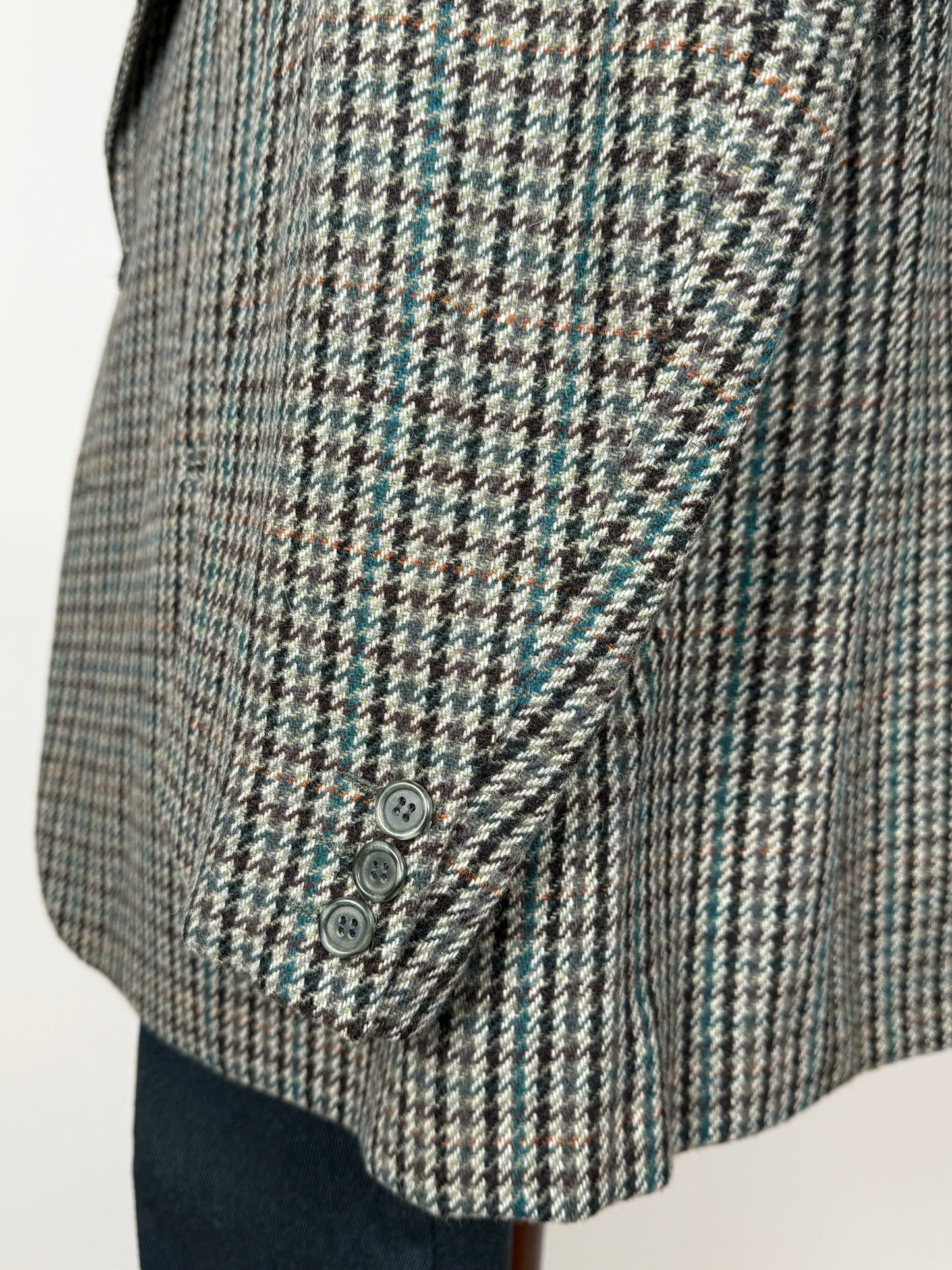 Giacca anni ‘80 pied-de-poule verde e grigio - tg. 60/62