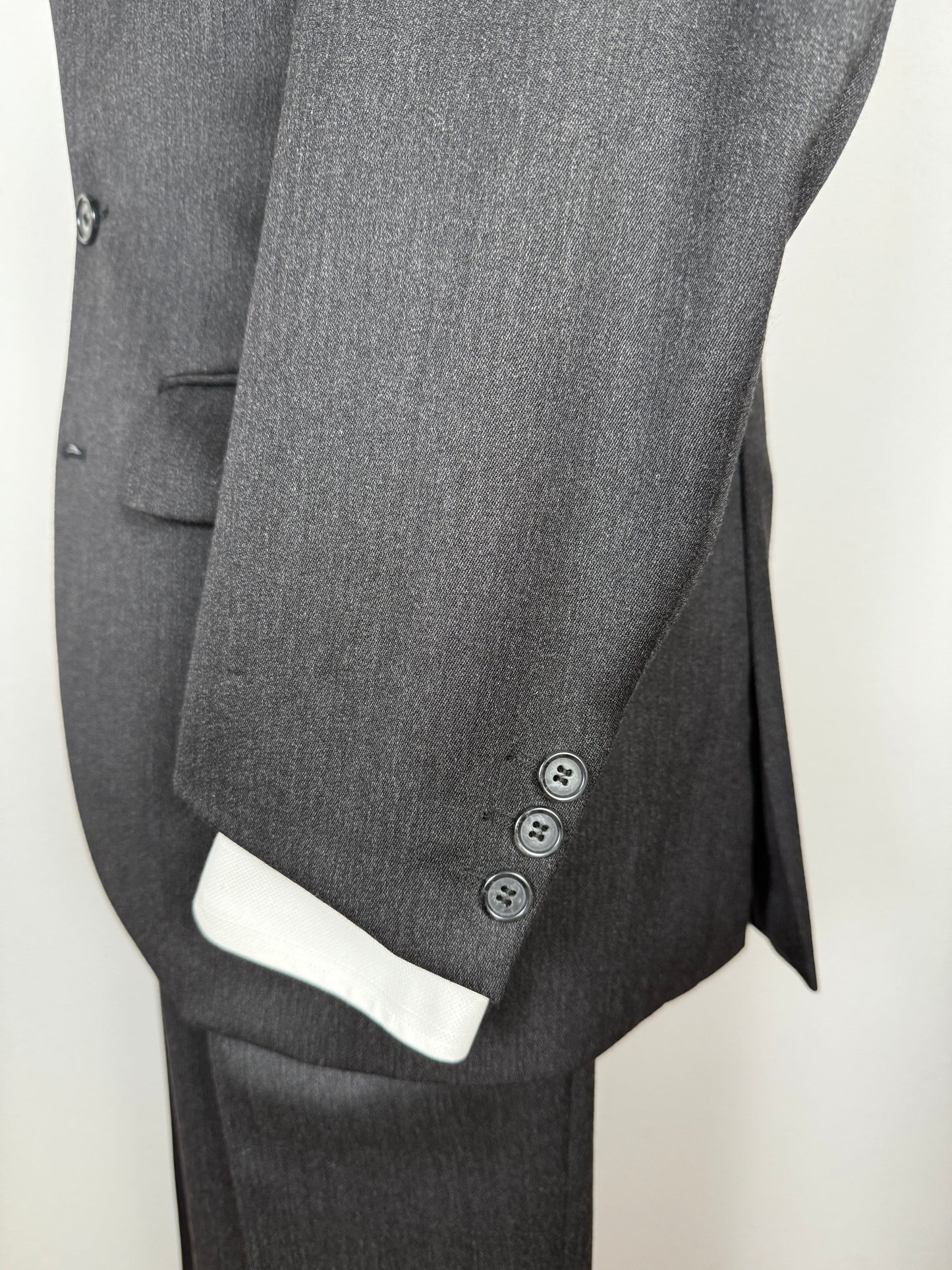 Completo 3 pezzi anni '90 in flanella grigio antracite - tg. 46/48