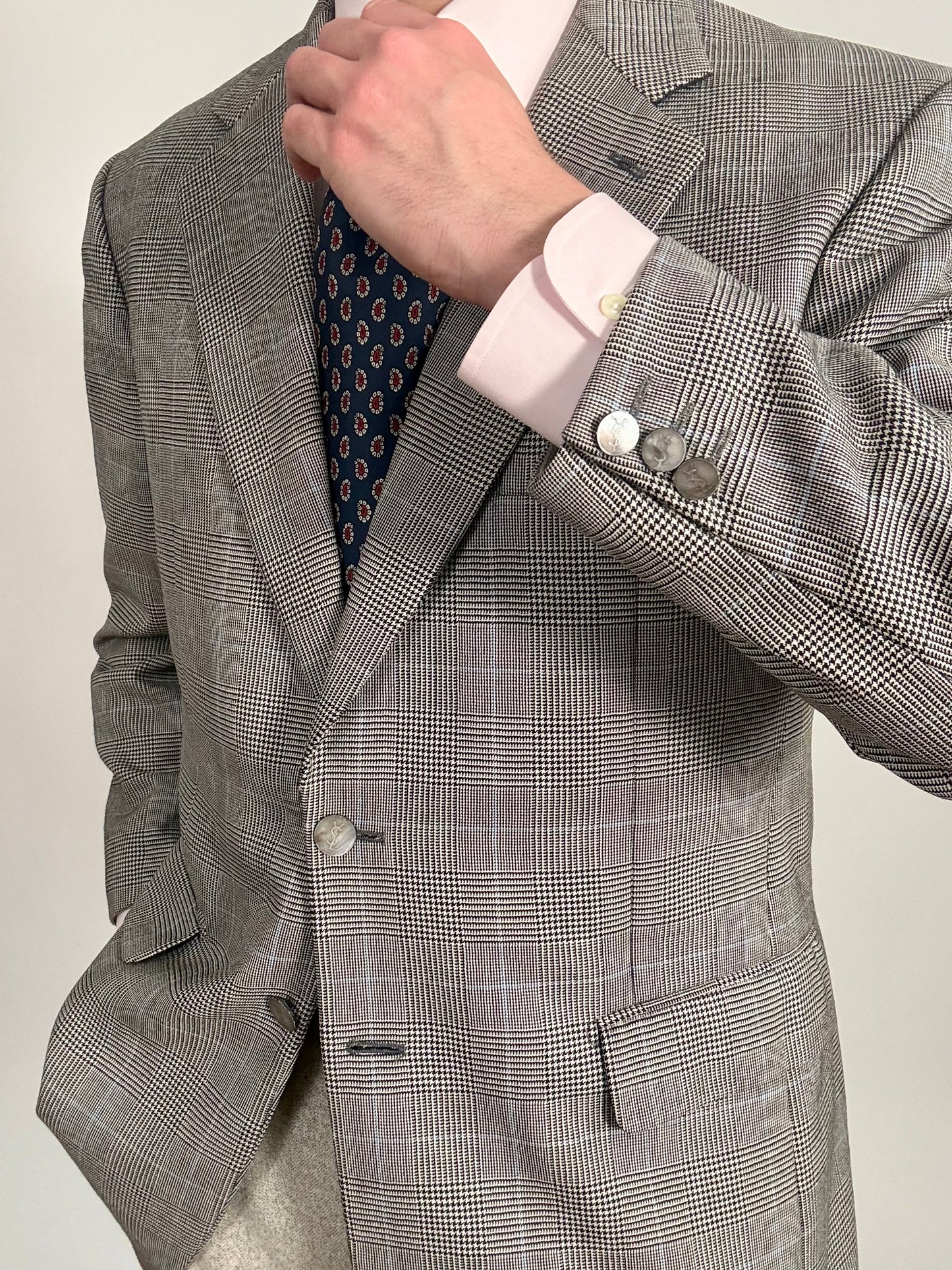 Giacca Yves Saint Laurent anni ‘90 principe di Galles bottoni madreperla - tg. 50