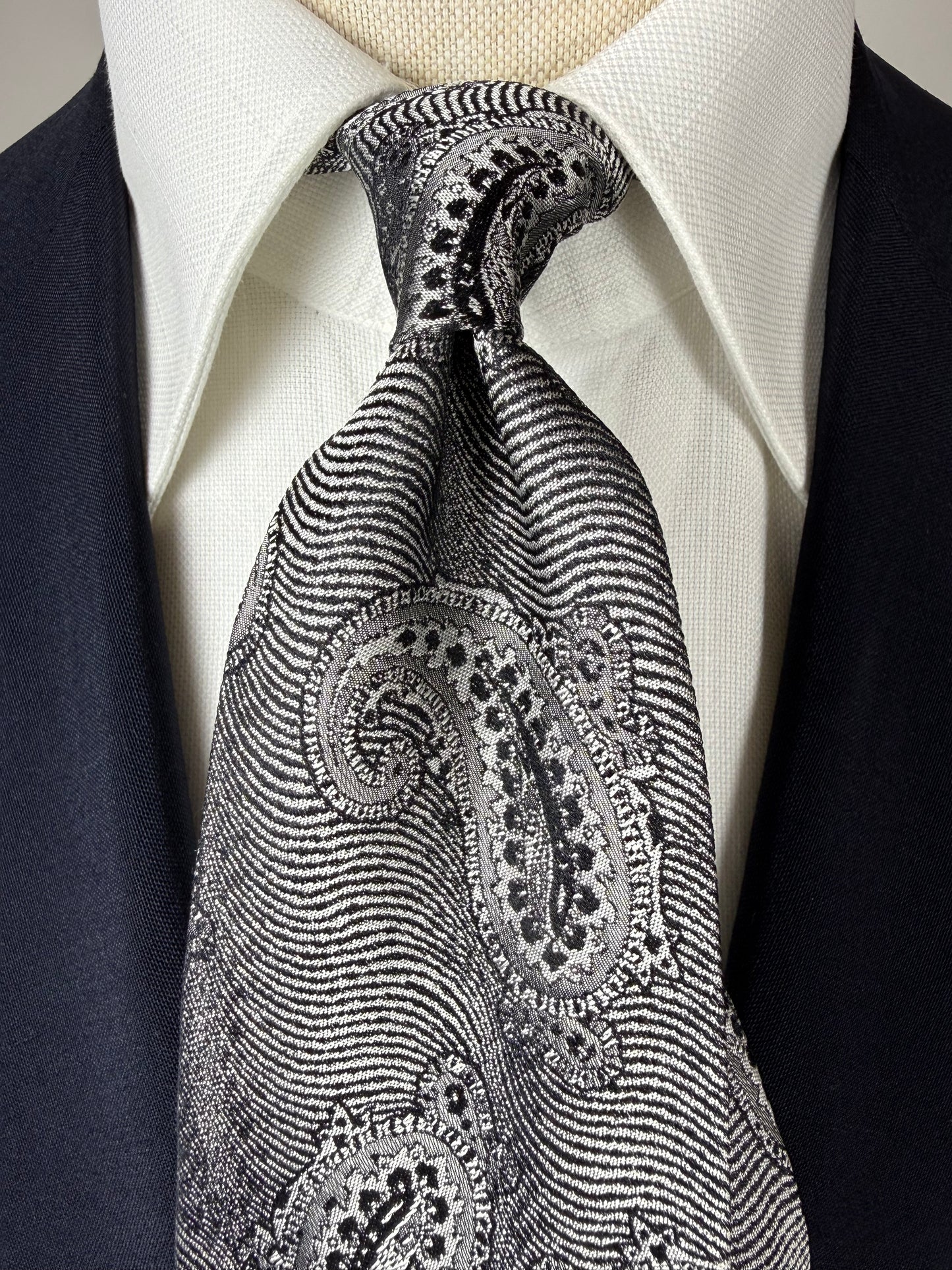 Cravatta Prochownick paisley argento jacquard