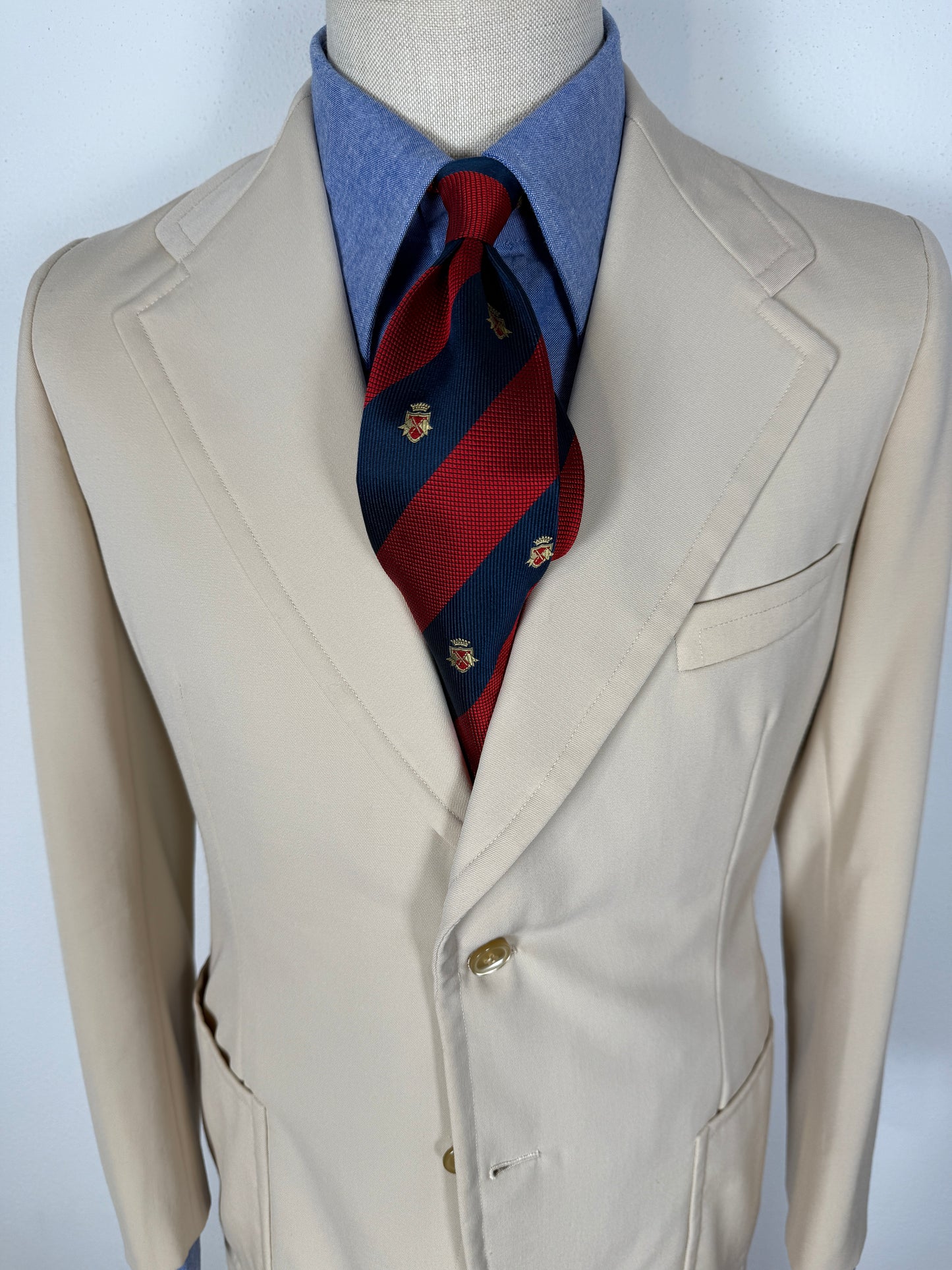 Completo sartoriale anni '70 a zampa in twill color panna - tg. 44/46