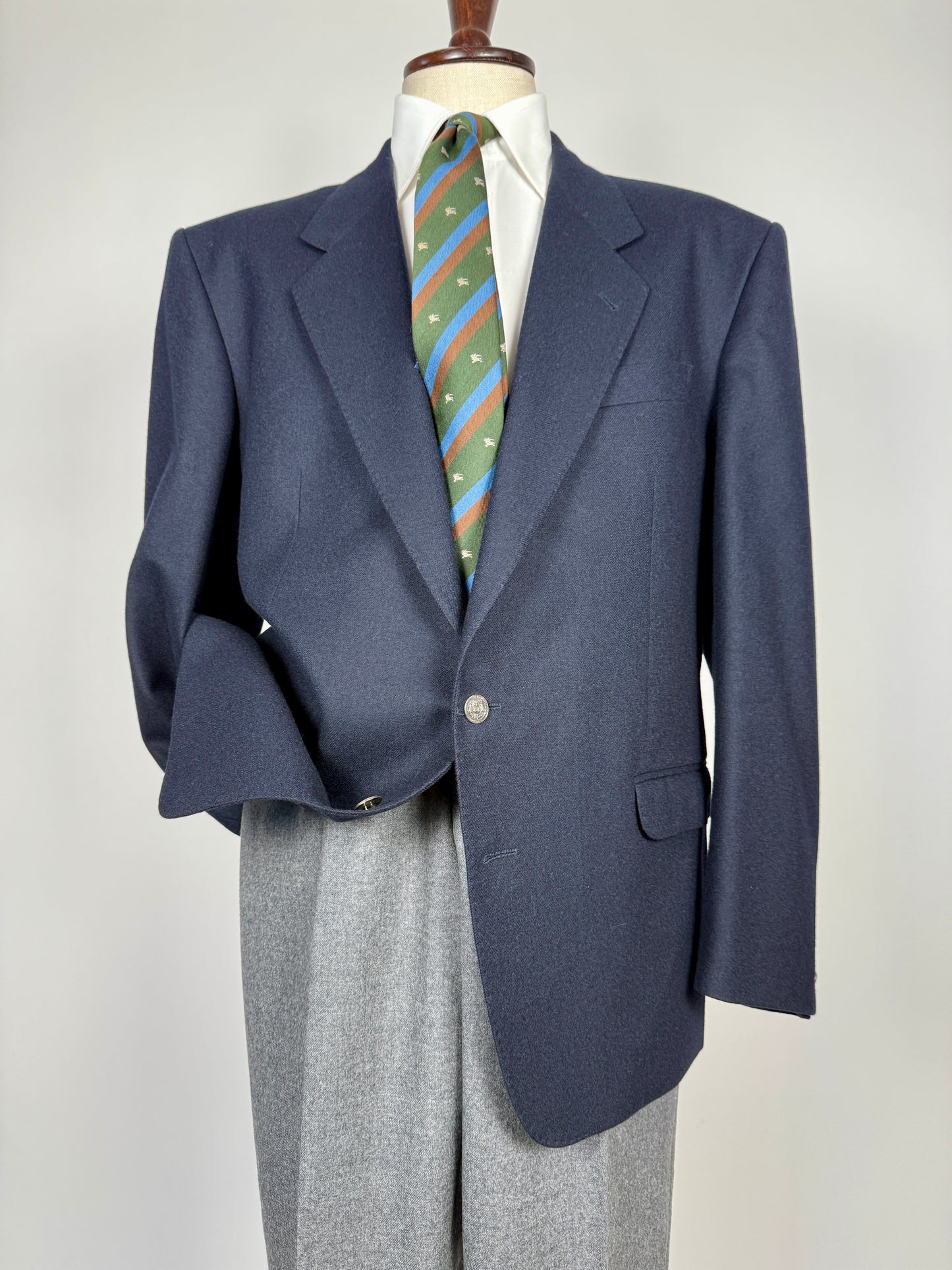 Blazer anni ‘70/‘80 flanella blu Marzotto - tg. 56/58