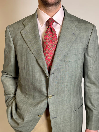 Giacca Kiton fresco lana 14 micron verde salvia - tg. 52/54