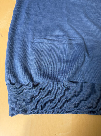 Gilet smanicato in pura lana merino blu cobalto (nuovo) - tg. XXL