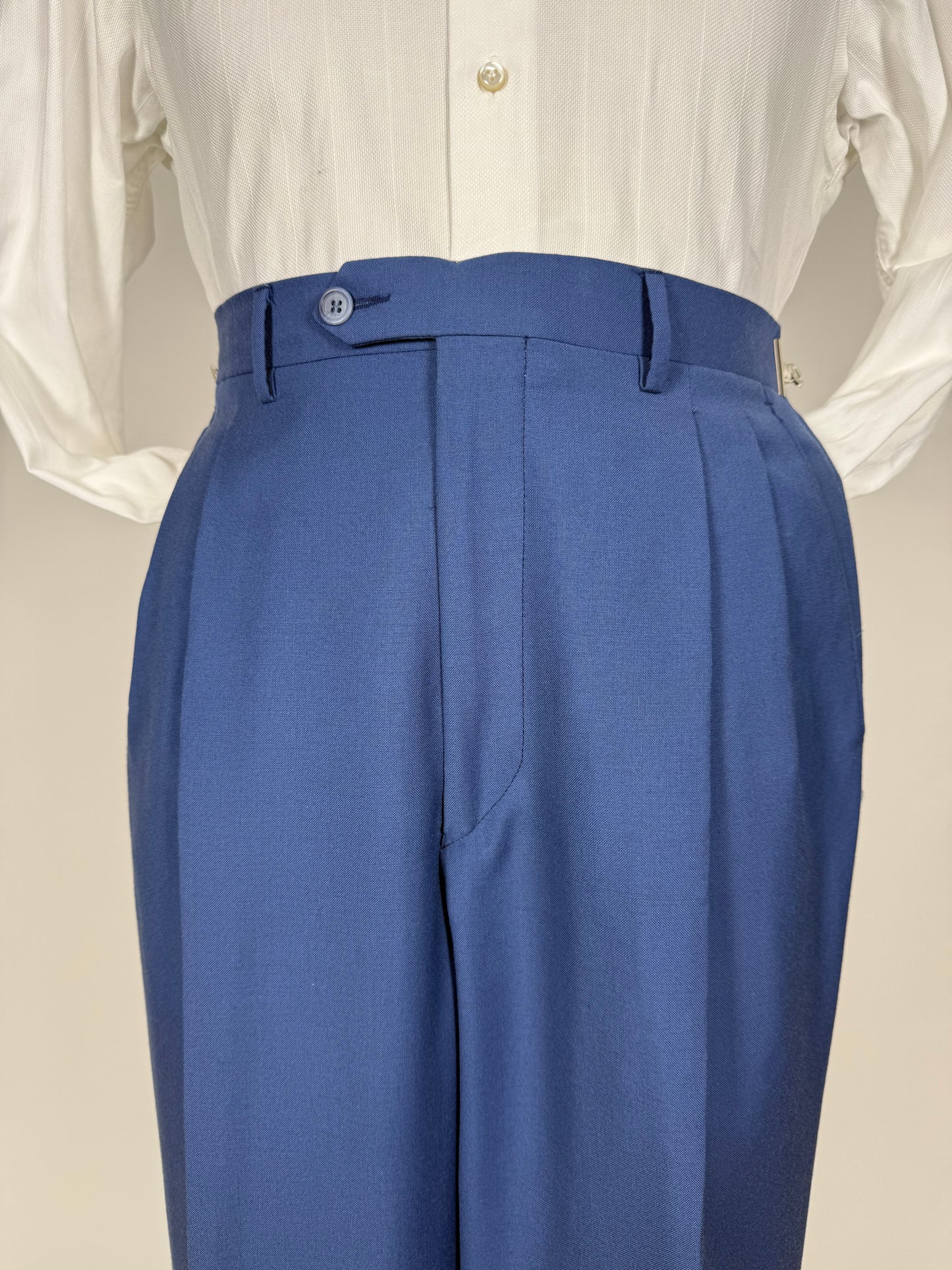Completo anni '80 fresco lana bluette - tg. 52, pantaloni 48