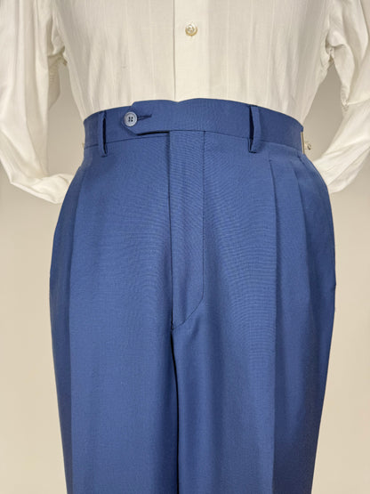 Completo anni '80 fresco lana bluette - tg. 52, pantaloni 48