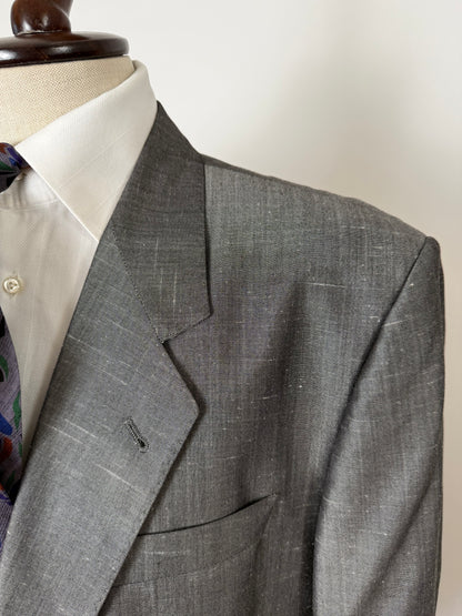 Completo anni '80 in seta shantung grigio - tg. 56/58
