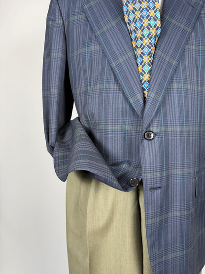 Giacca Brioni fresco lana tartan blu e verde - tg. 52