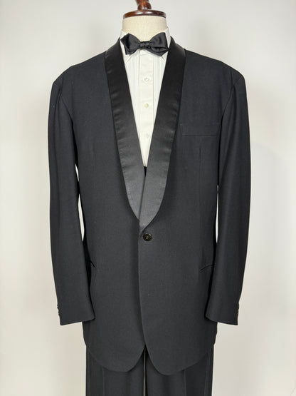 Smoking anni ‘50/‘60 monopetto revers a scialle - tg. 56/58 lunga