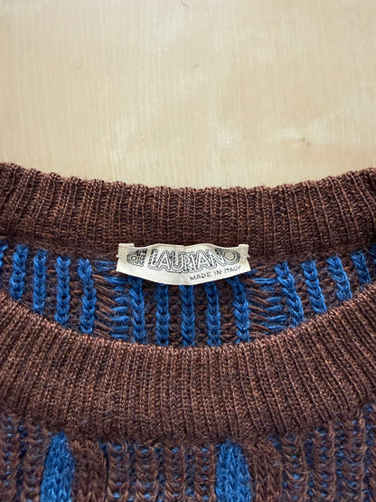 Maglione vintage a trecce in lana e mohair - L