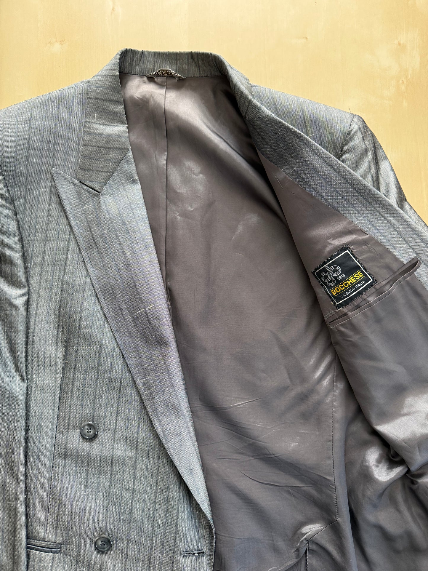 Completo doppiopetto anni ‘70/‘80 pura seta shantung - tg. 48/50