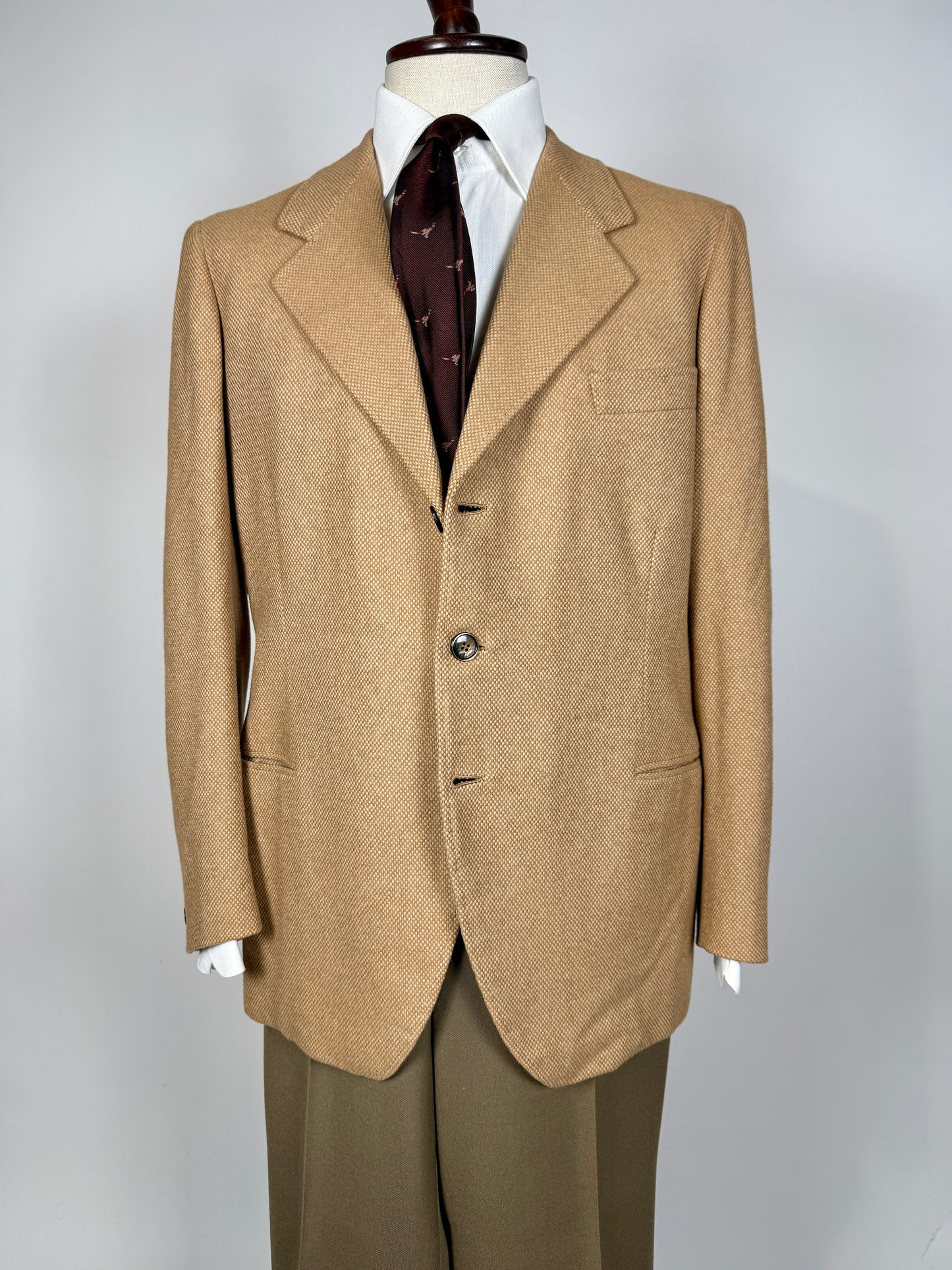 Giacca anni ‘60 sartoriale occhio di pernice color cammello - tg. 50/52