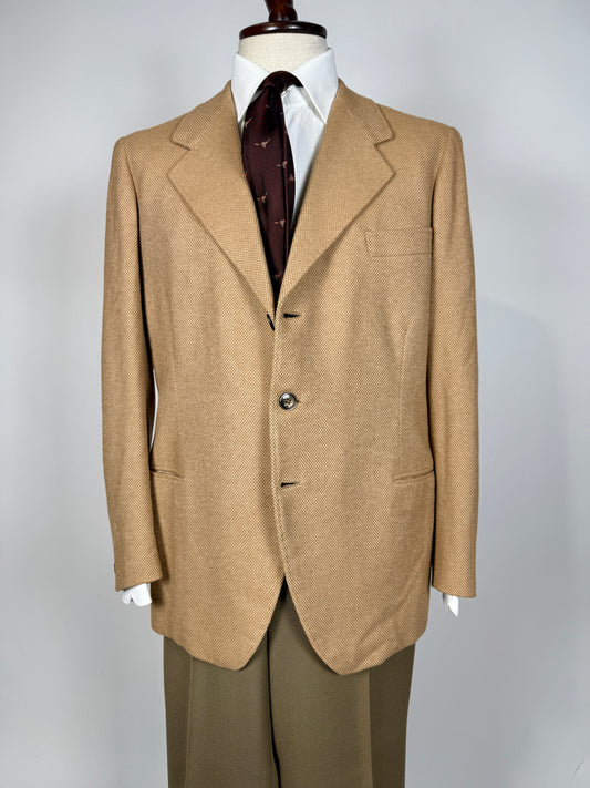 Giacca anni ‘60 sartoriale occhio di pernice color cammello - tg. 50/52