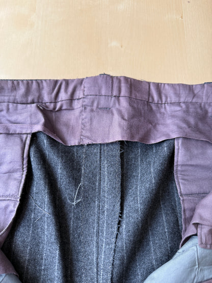 Completo doppiopetto sartoriale anni ‘70 in flanella grigio gessato - tg. 50/52 drop basso