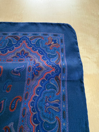 Pochette in seta Etro blu fantasia paisley