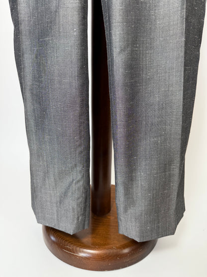 Completo anni '80 in seta shantung grigio - tg. 56/58