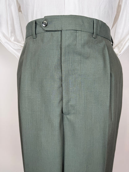 Completo anni '80 fresco lana verde menta (NOS) - tg. 54/56 drop basso