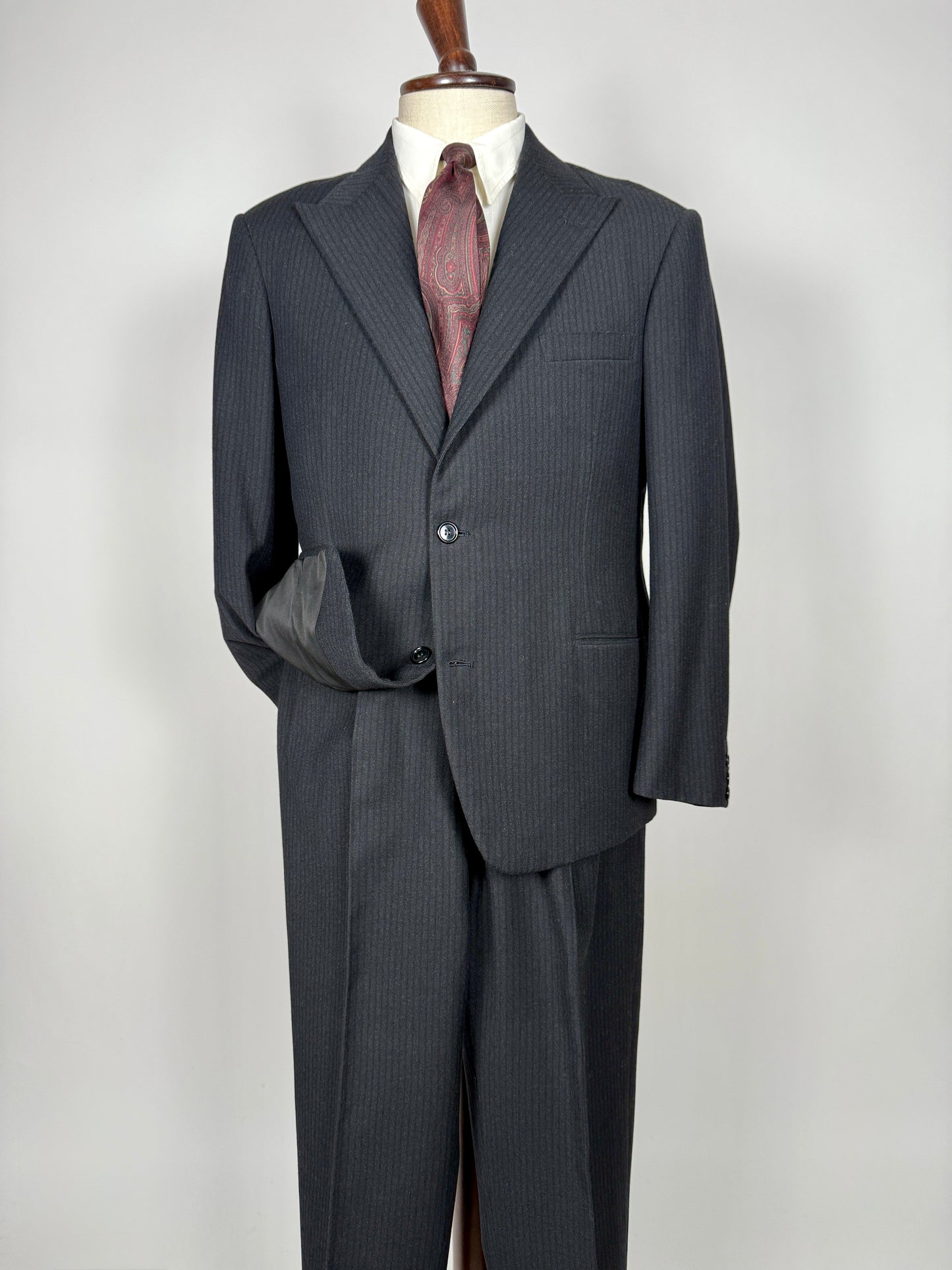 Completo sartoriale anni ‘50/‘60 monopetto revers a lancia - tg. 50 corta