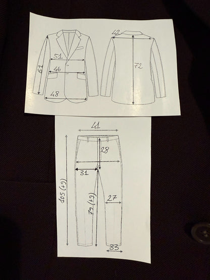 Completo 3 pezzi anni ‘70 a zampa in flanella marrone - tg. 44/46