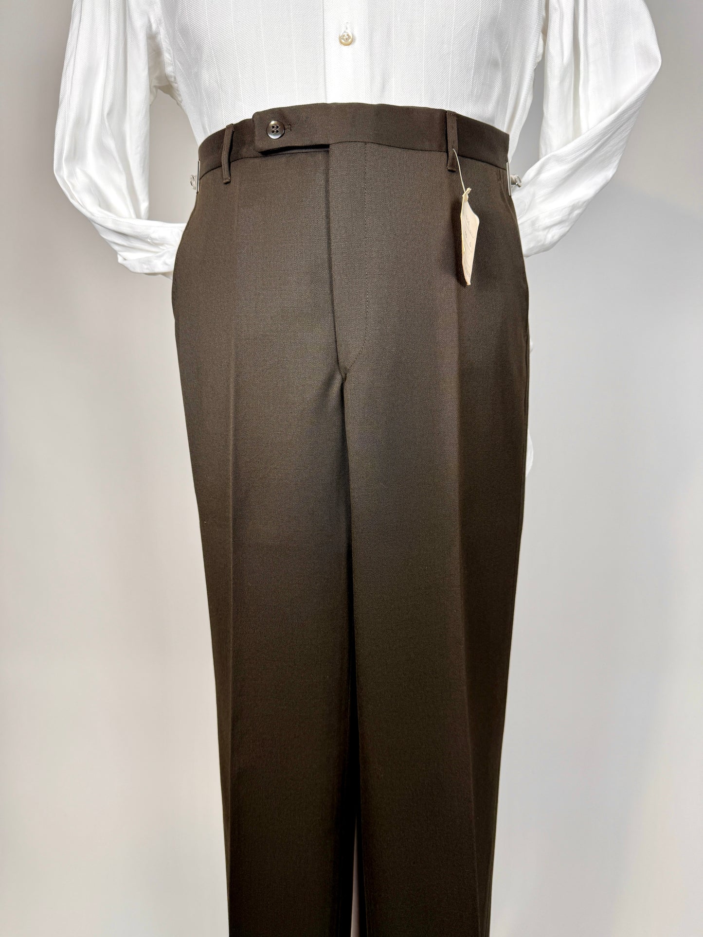 Pantaloni anni ‘70 twill pettinato marrone (NOS) - tg. 44