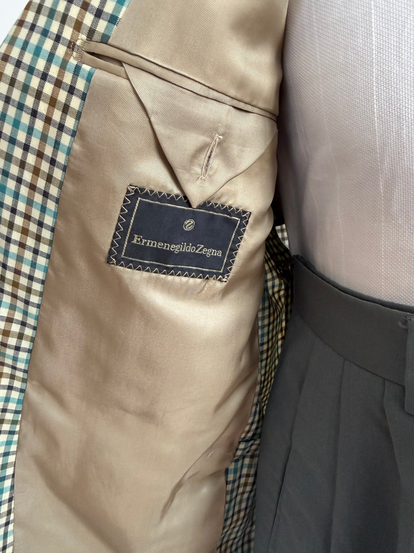 Giacca Ermenegildo Zegna quadretti fresco lana mezza fodera - tg. 52