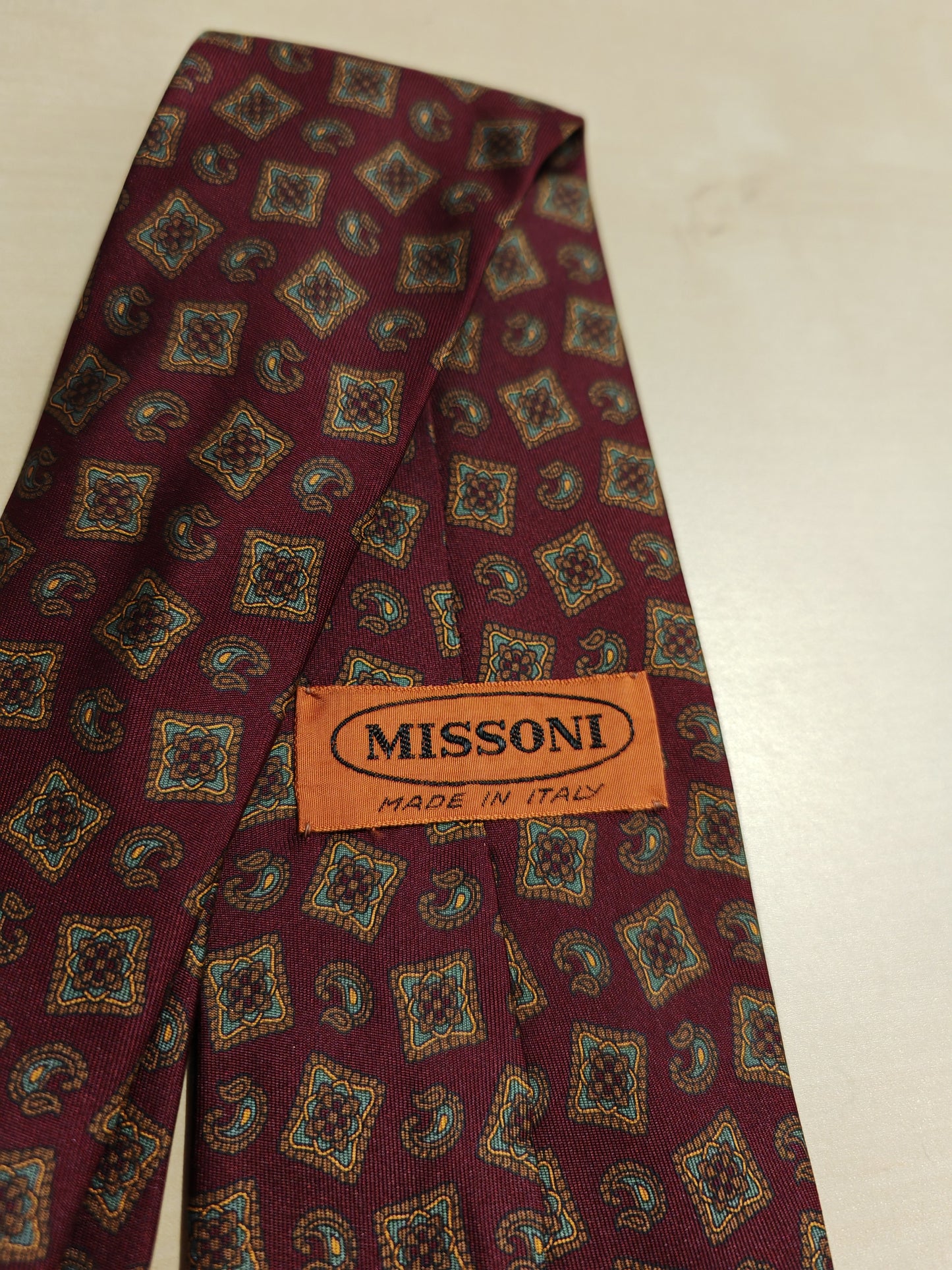 Cravatta Missoni vintage bordeaux disegni paisley