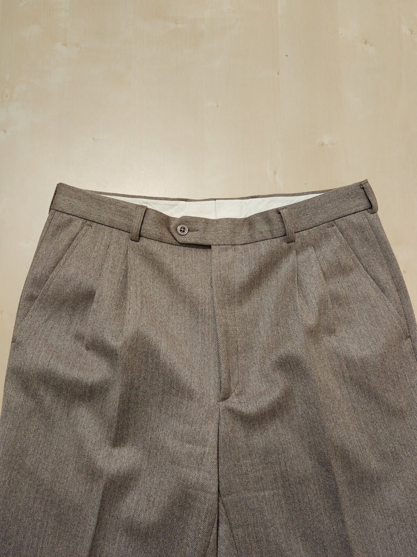 Pantaloni doppie pinces tabacco in pura lana - tg. 50