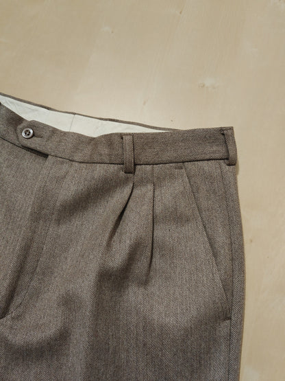 Pantaloni doppie pinces tabacco in pura lana - tg. 50