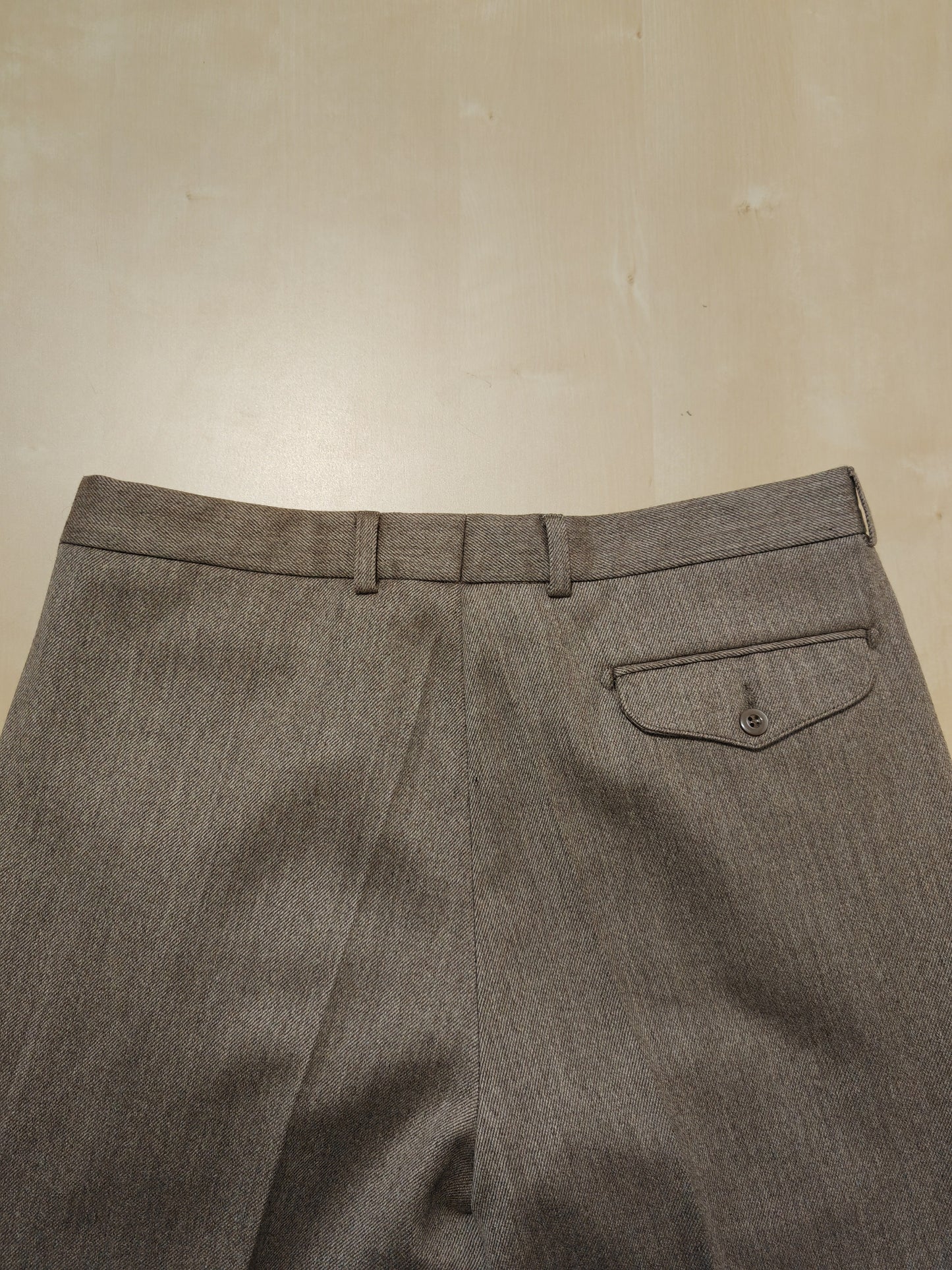 Pantaloni doppie pinces tabacco in pura lana - tg. 50