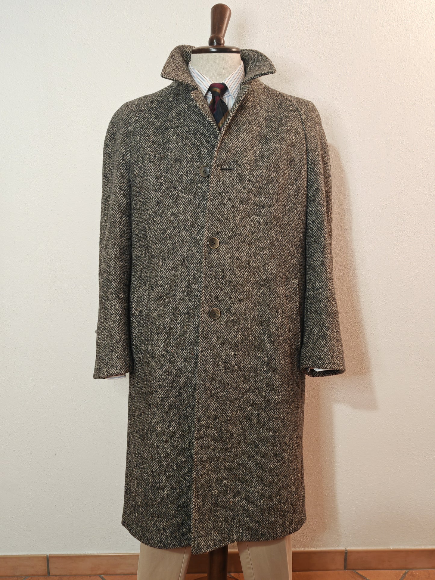 Cappotto tweed spinato raglan anni '70/'80 - tg. 52