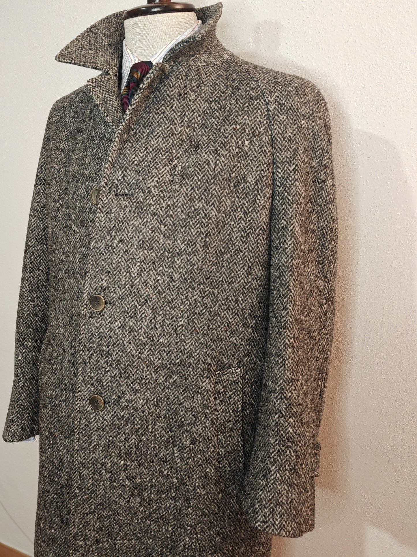 Cappotto tweed spinato raglan anni '70/'80 - tg. 52