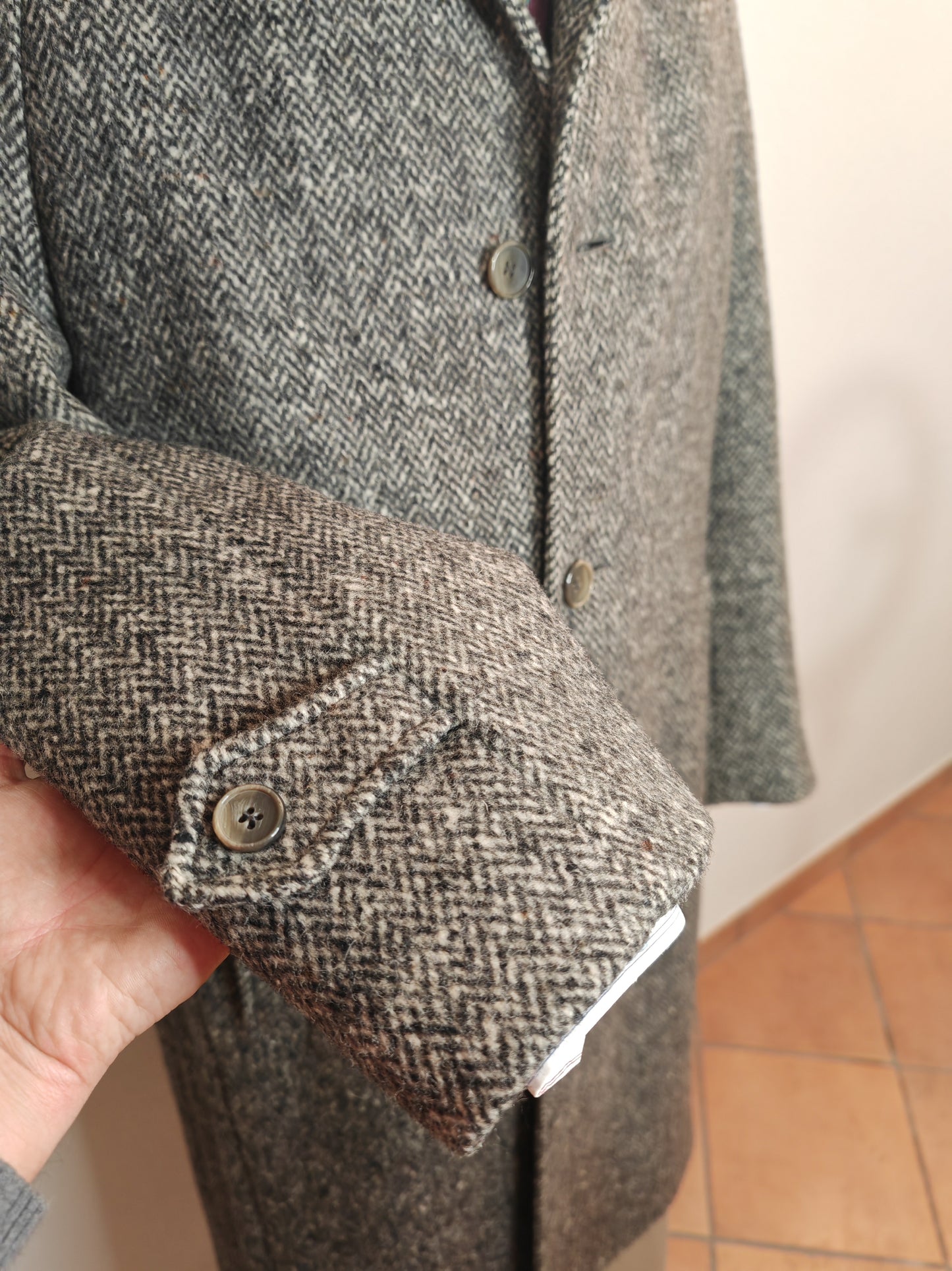 Cappotto tweed spinato raglan anni '70/'80 - tg. 52