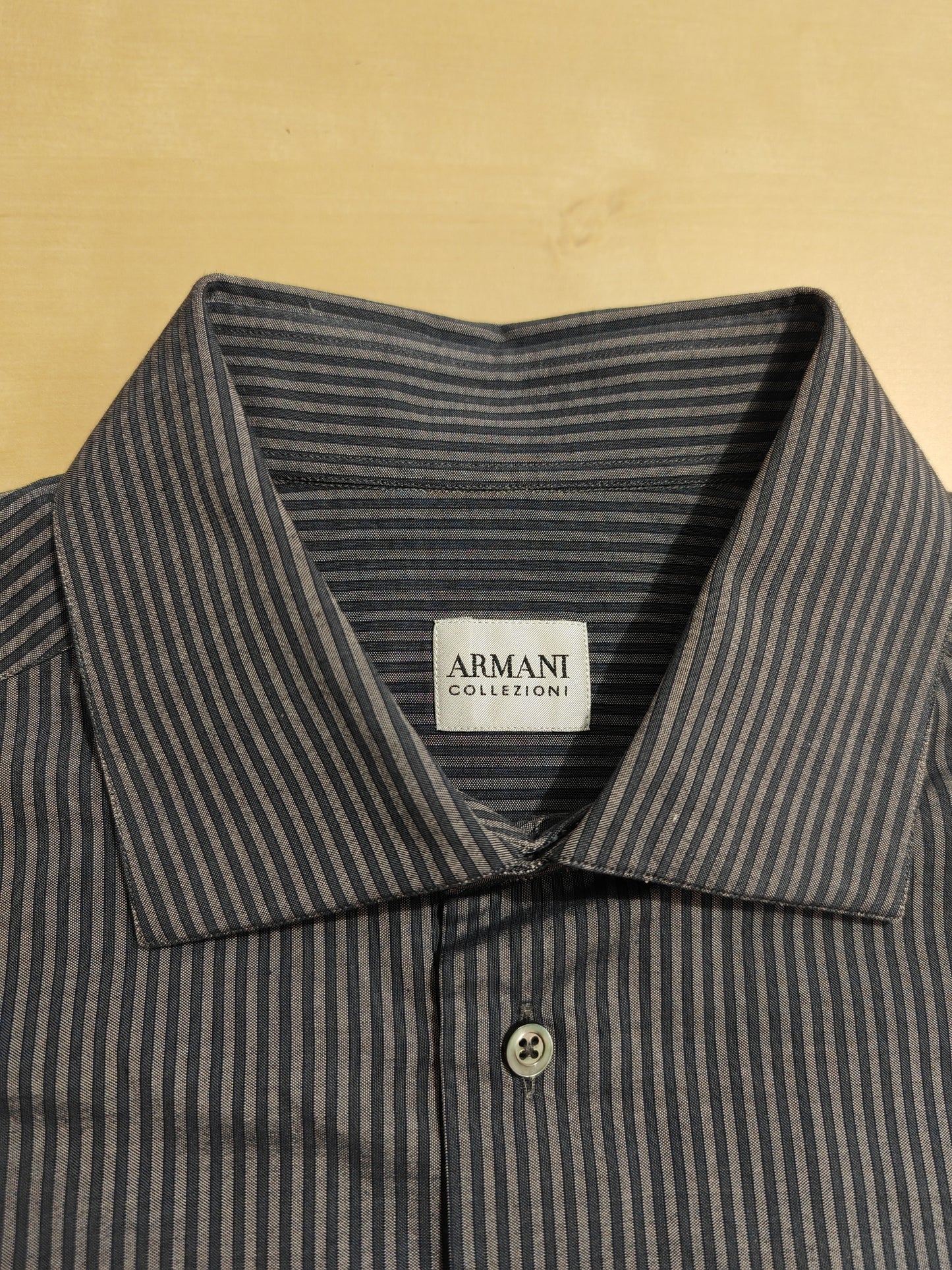 Camicia Armani righe misto cotone seta - collo 42