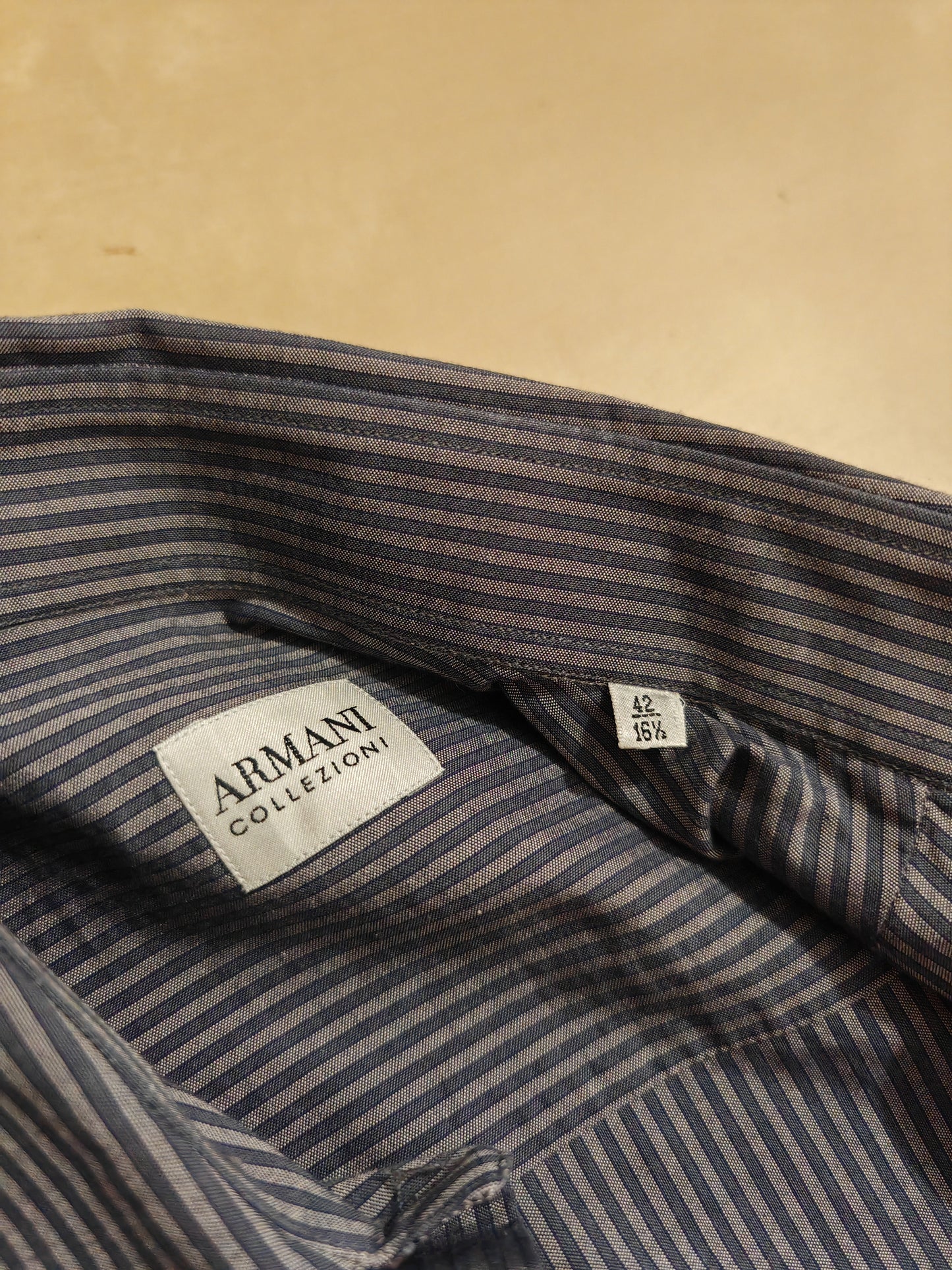 Camicia Armani righe misto cotone seta - collo 42