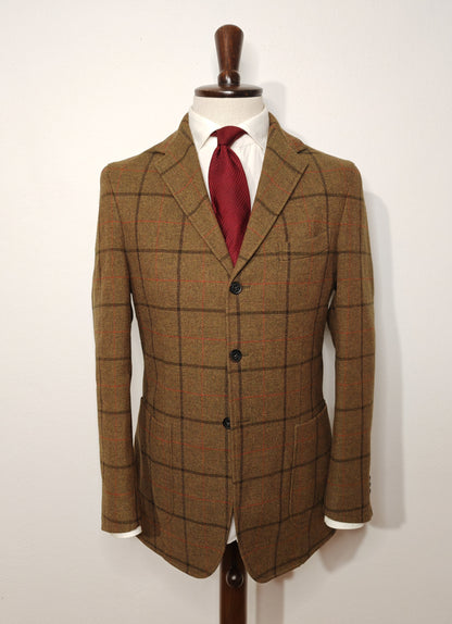 Giacca destrutturata Boglioli Coat, lana windowpane - tg. 48