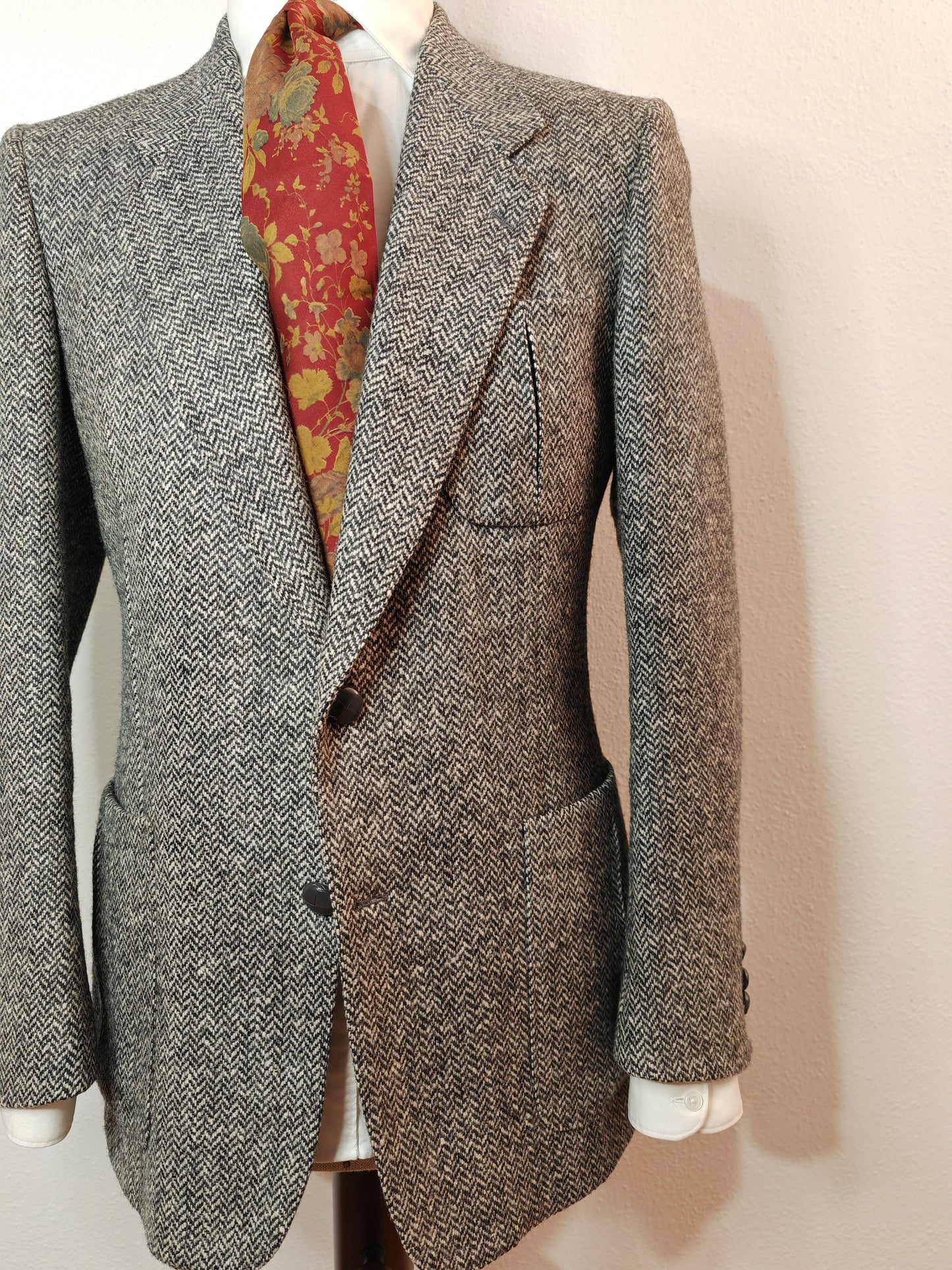 Giacca tweed scozzese spinato anni '70 - tg. 48