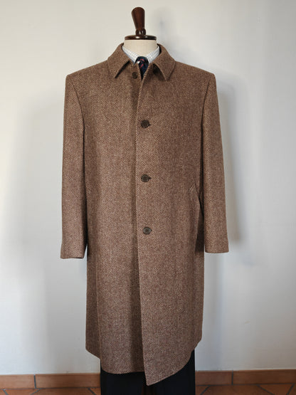 Cappotto a spalla anni '70 spinato color tabacco  - 54/56