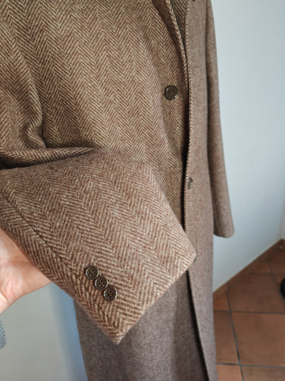 Cappotto a spalla anni '70 spinato color tabacco  - 54/56