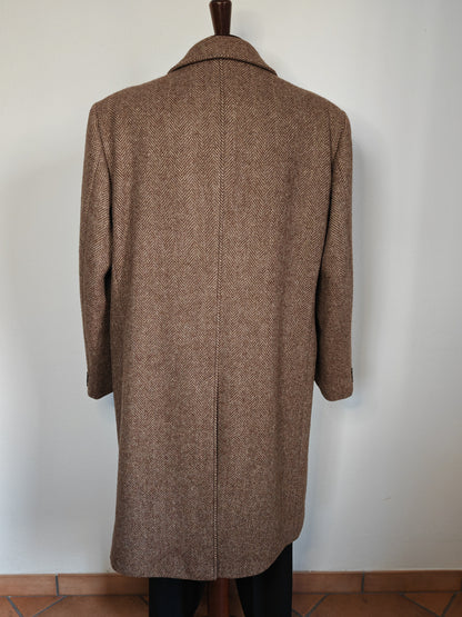 Cappotto a spalla anni '70 spinato color tabacco  - 54/56