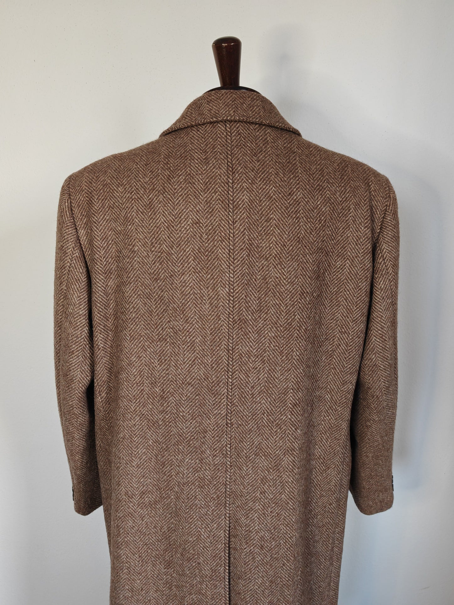 Cappotto a spalla anni '70 spinato color tabacco  - 54/56