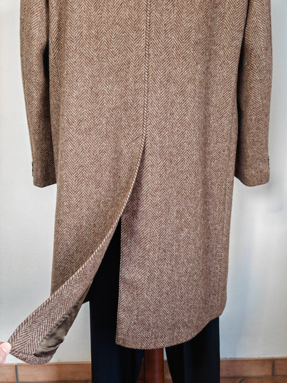 Cappotto a spalla anni '70 spinato color tabacco  - 54/56